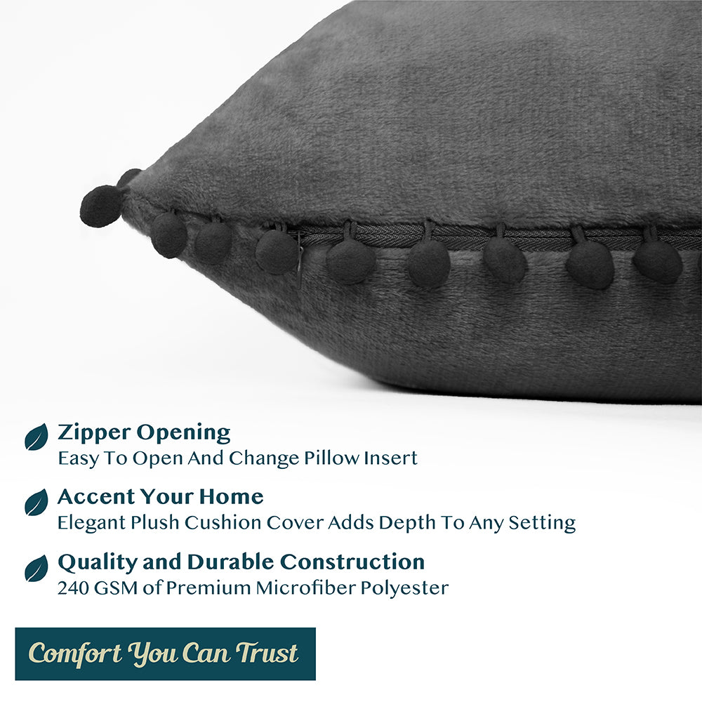Throw Pillow Covers Set of 2 Sofa Decor POM POM Cushion Case 2 Sizes with Zipper