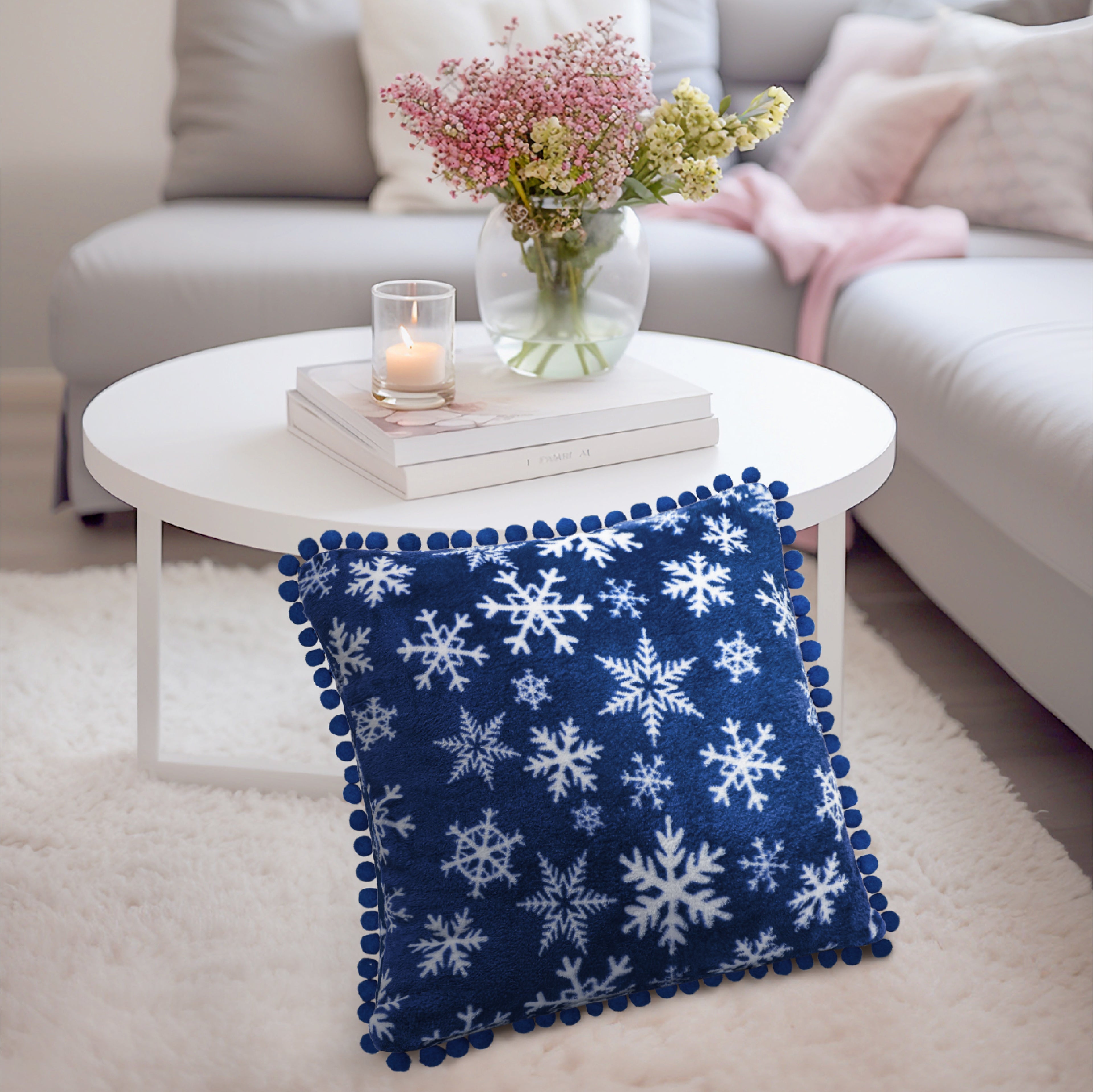 Throw Pillow Covers Set of 2 Sofa Decor POM POM Cushion Case 2 Sizes with Zipper