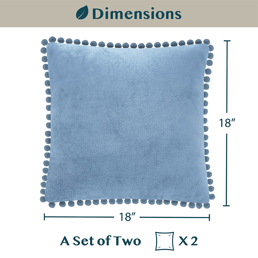 Throw Pillow Covers Set of 2 Sofa Decor POM POM Cushion Case 2 Sizes with Zipper