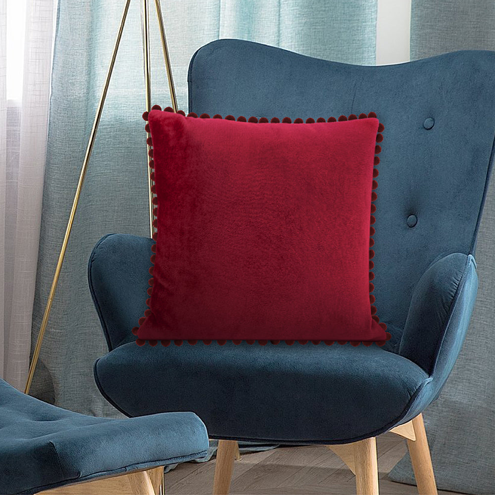 Throw Pillow Covers Set of 2 Sofa Decor POM POM Cushion Case 2 Sizes with Zipper