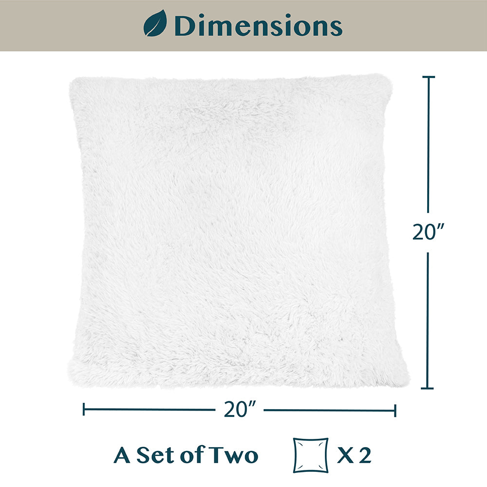 Throw Pillow Covers Set of 2 Sofa Decor Fuzzy Cushion Cases 2 Sizes with Zipper