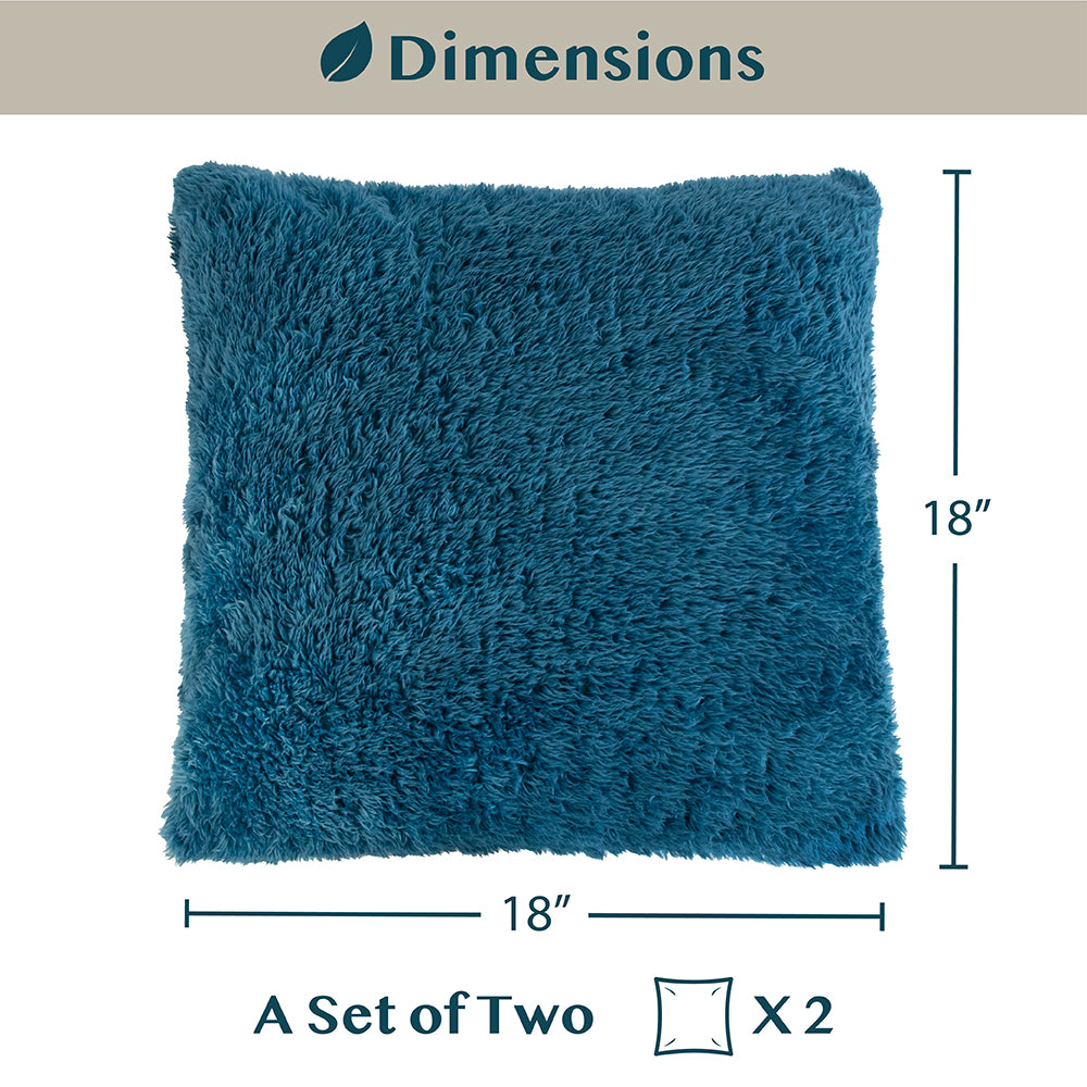 Throw Pillow Covers Set of 2 Sofa Decor Fuzzy Cushion Cases 2 Sizes with Zipper
