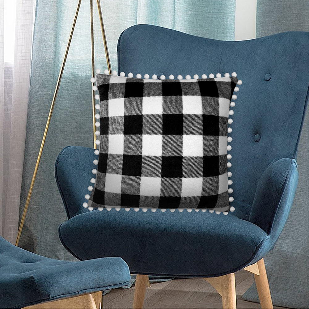 Throw Pillow Covers Set of 2 Sofa Decor POM POM Cushion Case 2 Sizes with Zipper