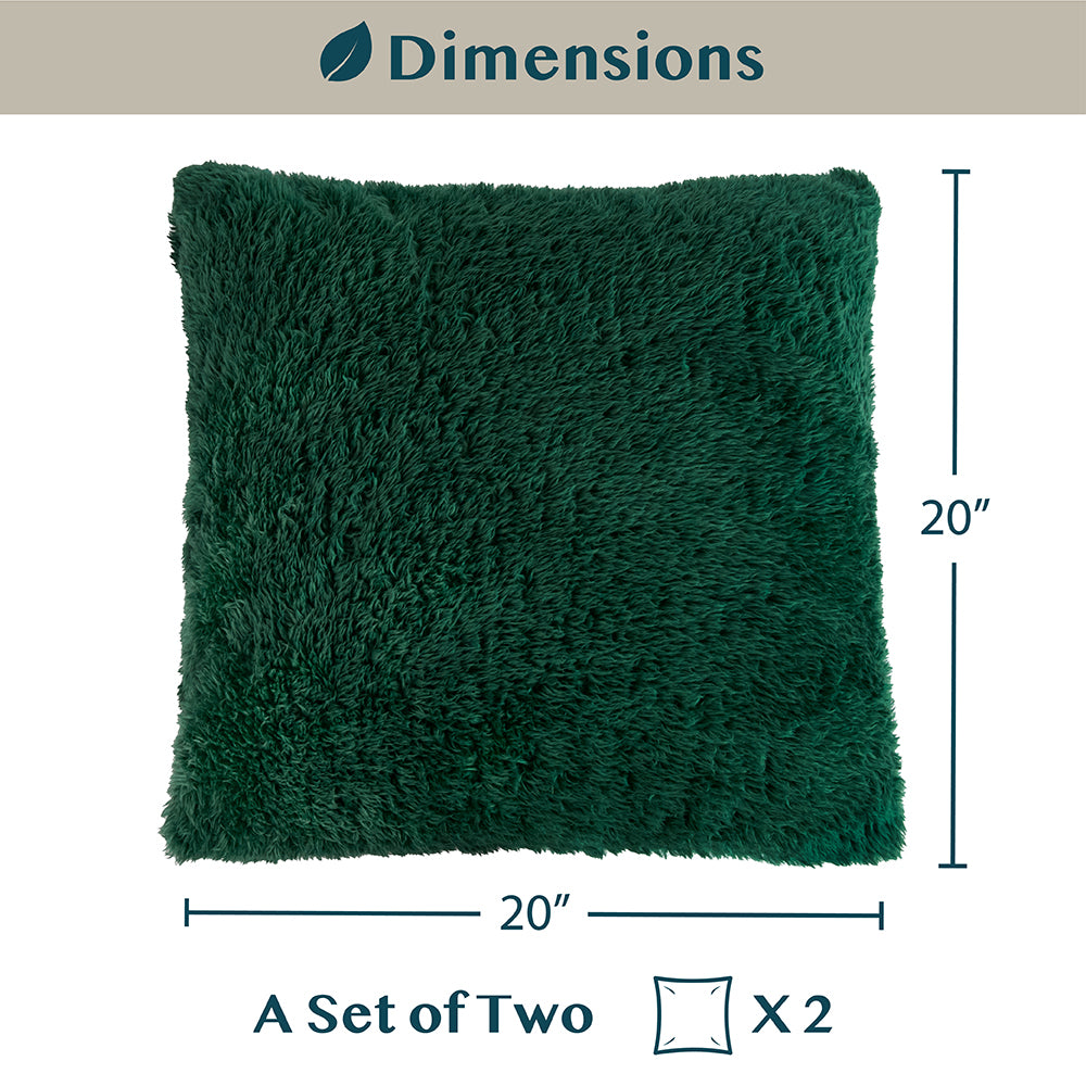 Throw Pillow Covers Set of 2 Sofa Decor Fuzzy Cushion Cases 2 Sizes with Zipper