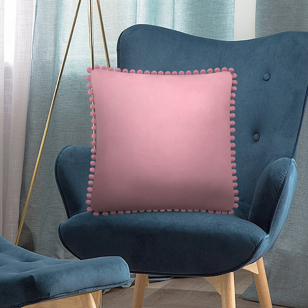 Throw Pillow Covers Set of 2 Sofa Decor POM POM Cushion Case 2 Sizes with Zipper