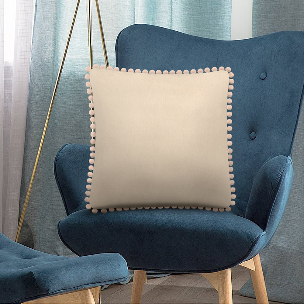 Throw Pillow Covers Set of 2 Sofa Decor POM POM Cushion Case 2 Sizes with Zipper