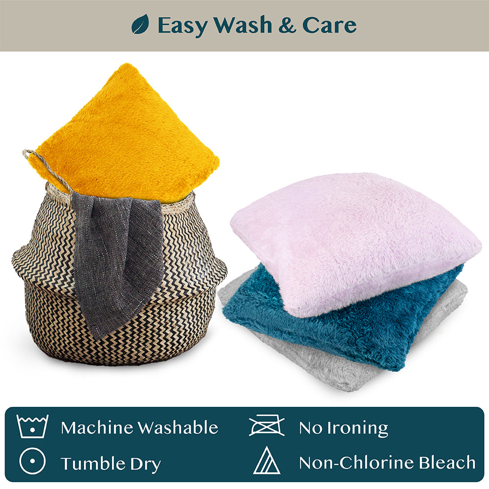 Throw Pillow Covers Set of 2 Sofa Decor Fuzzy Cushion Cases 2 Sizes with Zipper