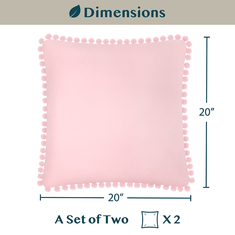 Throw Pillow Covers Set of 2 Sofa Decor POM POM Cushion Case 2 Sizes with Zipper