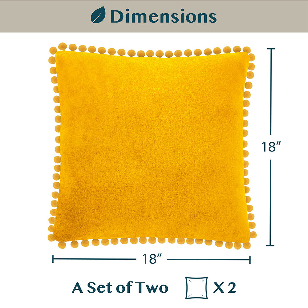 Throw Pillow Covers Set of 2 Sofa Decor POM POM Cushion Case 2 Sizes with Zipper