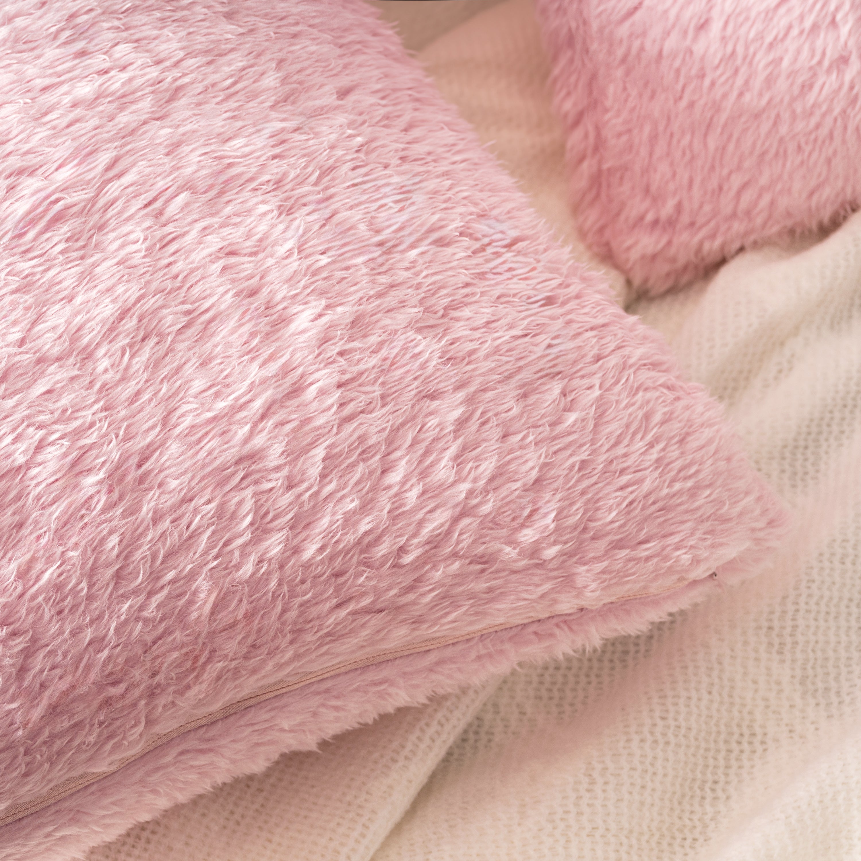 Throw Pillow Covers Set of 2 Sofa Decor Fuzzy Cushion Cases 2 Sizes with Zipper