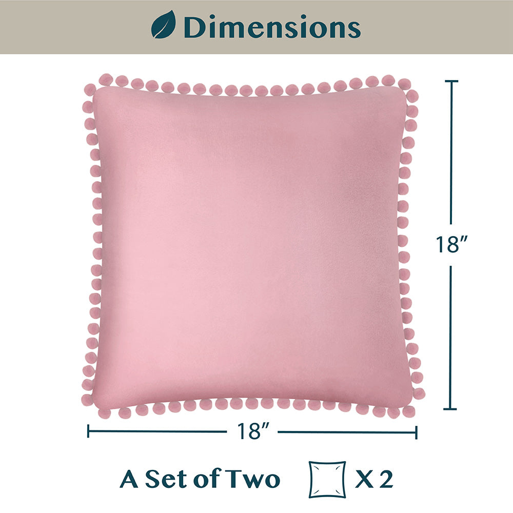 Throw Pillow Covers Set of 2 Sofa Decor POM POM Cushion Case 2 Sizes with Zipper