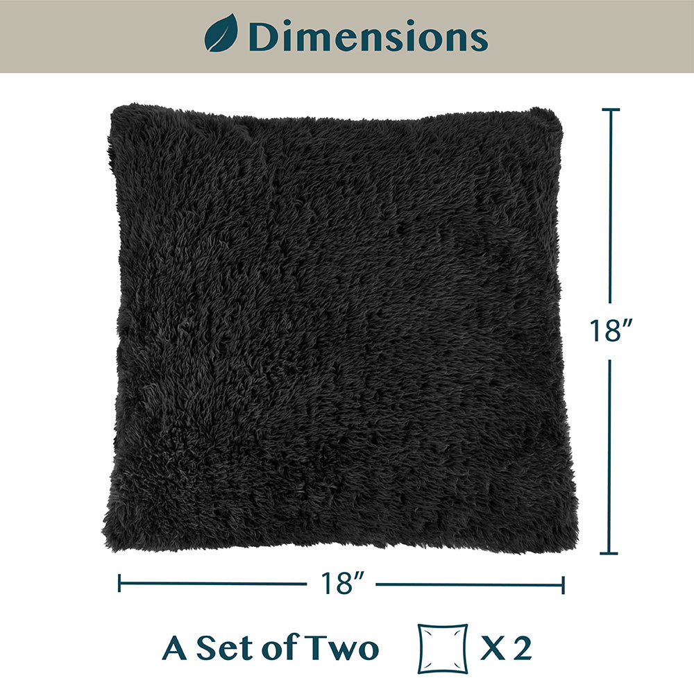 Throw Pillow Covers Set of 2 Sofa Decor Fuzzy Cushion Cases 2 Sizes with Zipper