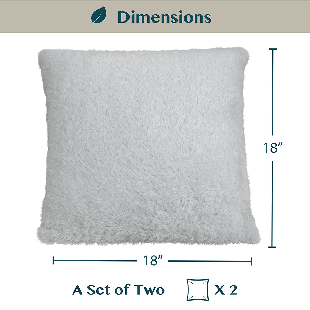 Throw Pillow Covers Set of 2 Sofa Decor Fuzzy Cushion Cases 2 Sizes with Zipper