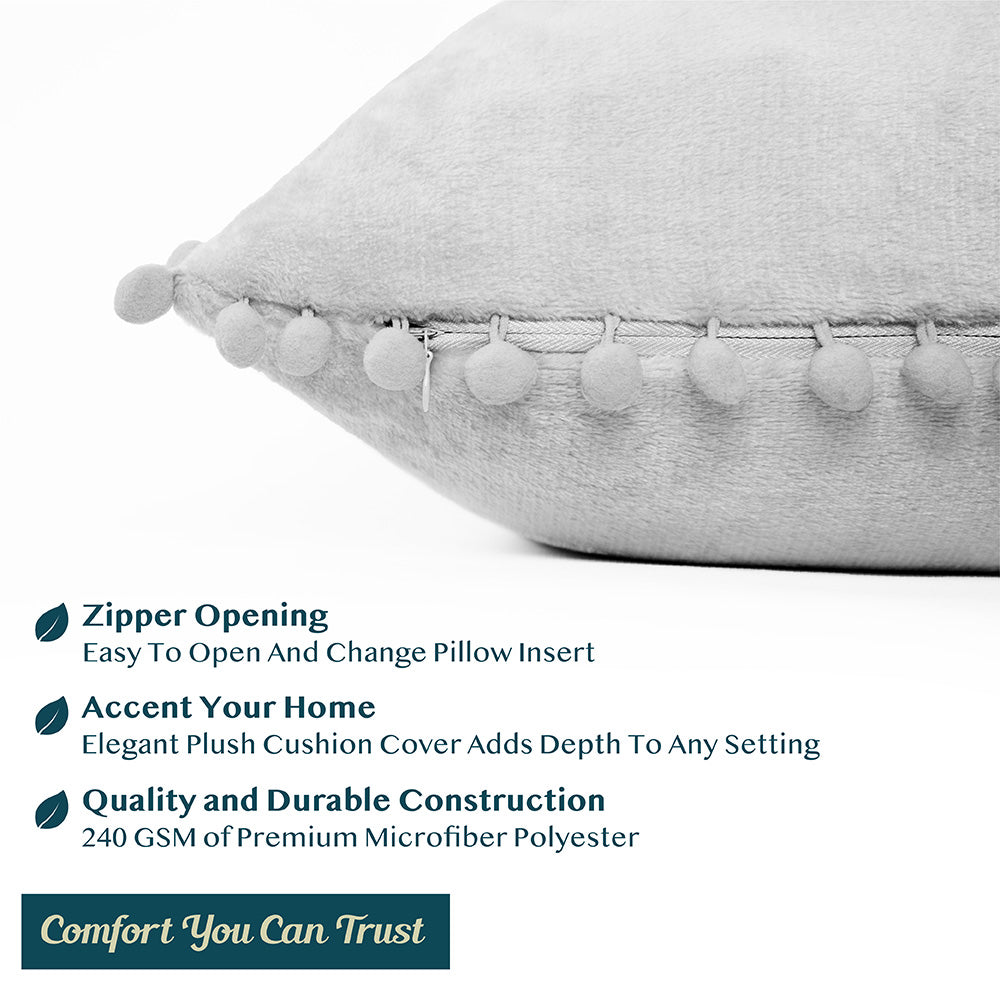 Throw Pillow Covers Set of 2 Sofa Decor POM POM Cushion Case 2 Sizes with Zipper