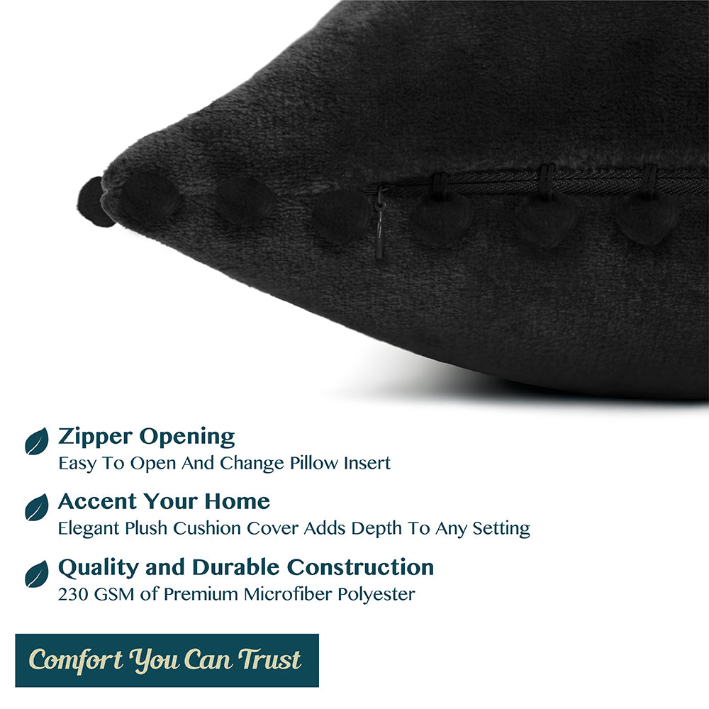 Throw Pillow Covers Set of 2 Sofa Decor POM POM Cushion Case 2 Sizes with Zipper