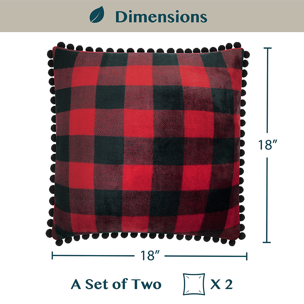 Throw Pillow Covers Set of 2 Sofa Decor POM POM Cushion Case 2 Sizes with Zipper
