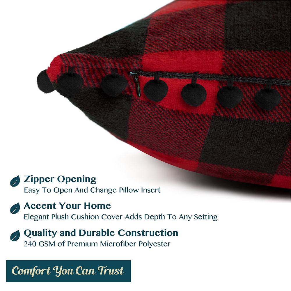 Throw Pillow Covers Set of 2 Sofa Decor POM POM Cushion Case 2 Sizes with Zipper