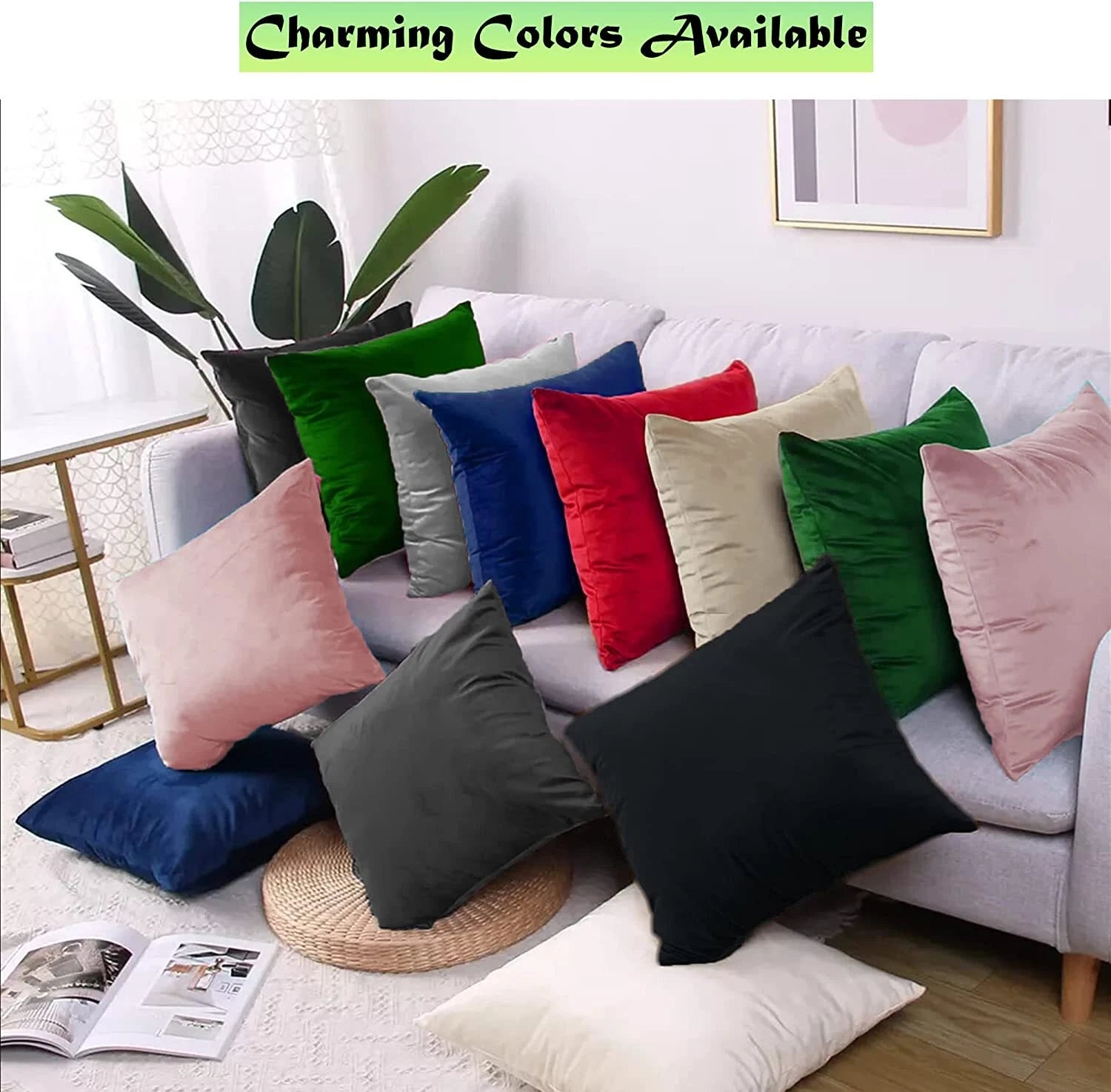 Crushed Cushion Covers or Velvet Cushions 18 x 18 Set of 2 Pair Bed Sofa Pillow