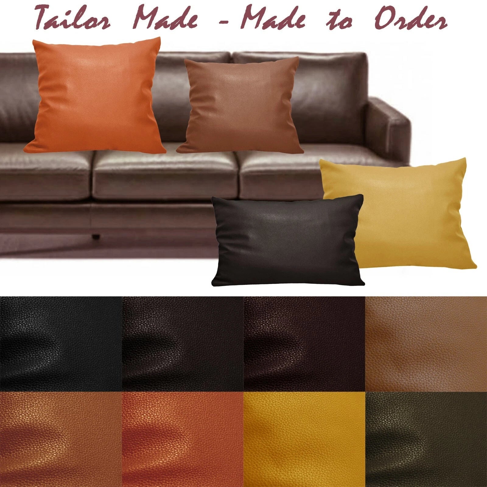 Tailor Made(Cover Only) Faux Leather Sofa Patio Bench Cushion Pillow Case Pb4