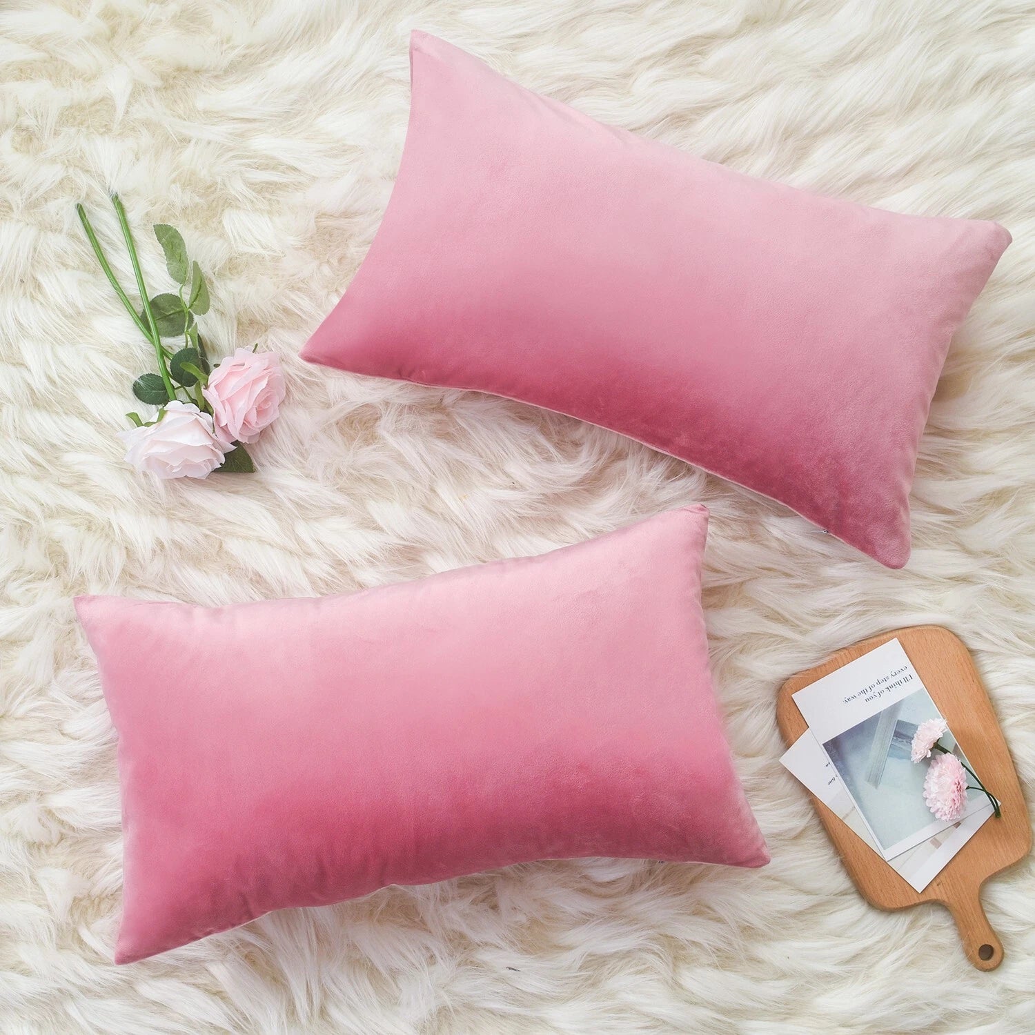 Plain Velvet Cushions Covers 30x51 cm Luxury Soft Velvet Sofa Bed Pillow Cases