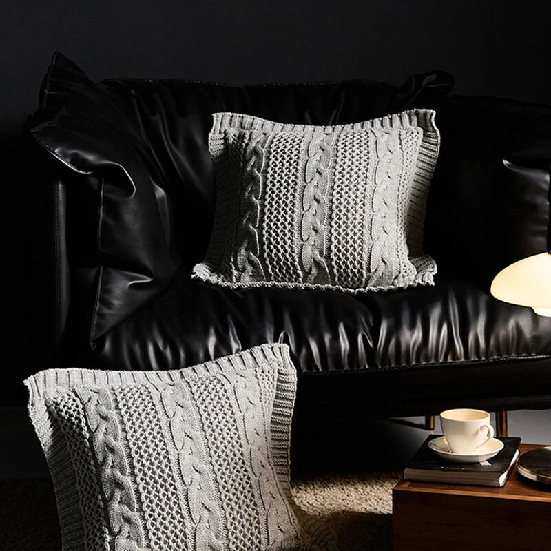 Square Knitted Pillowcase Sofa Bed Throw Waist Cushion Cover Office Pillow Case