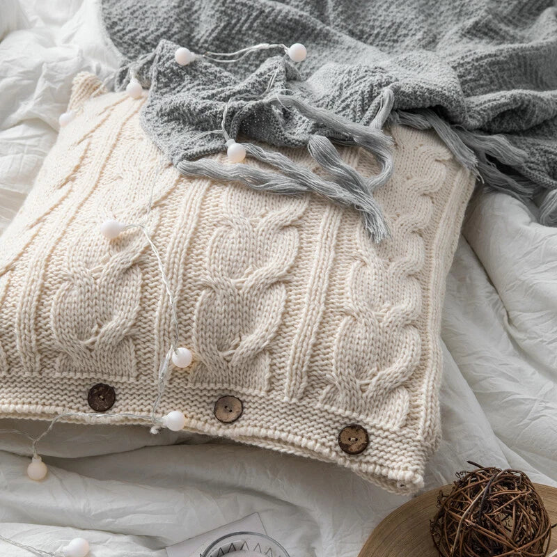 Knitted Cushion Cover Pillowcase Sofa Bed Throw Waist Pillows Case Home Decor