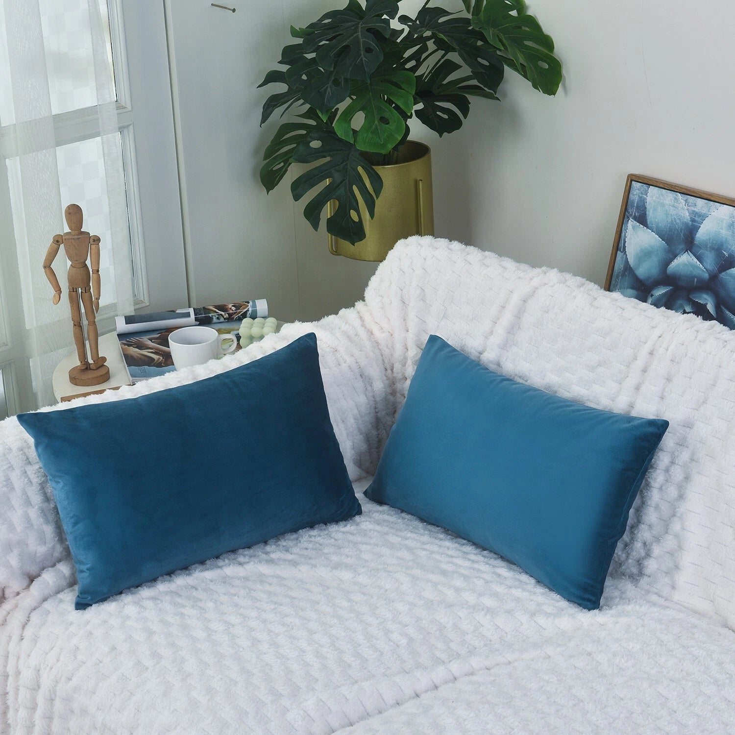 Plain Velvet Cushions Covers 30x51 cm Luxury Soft Velvet Sofa Bed Pillow Cases