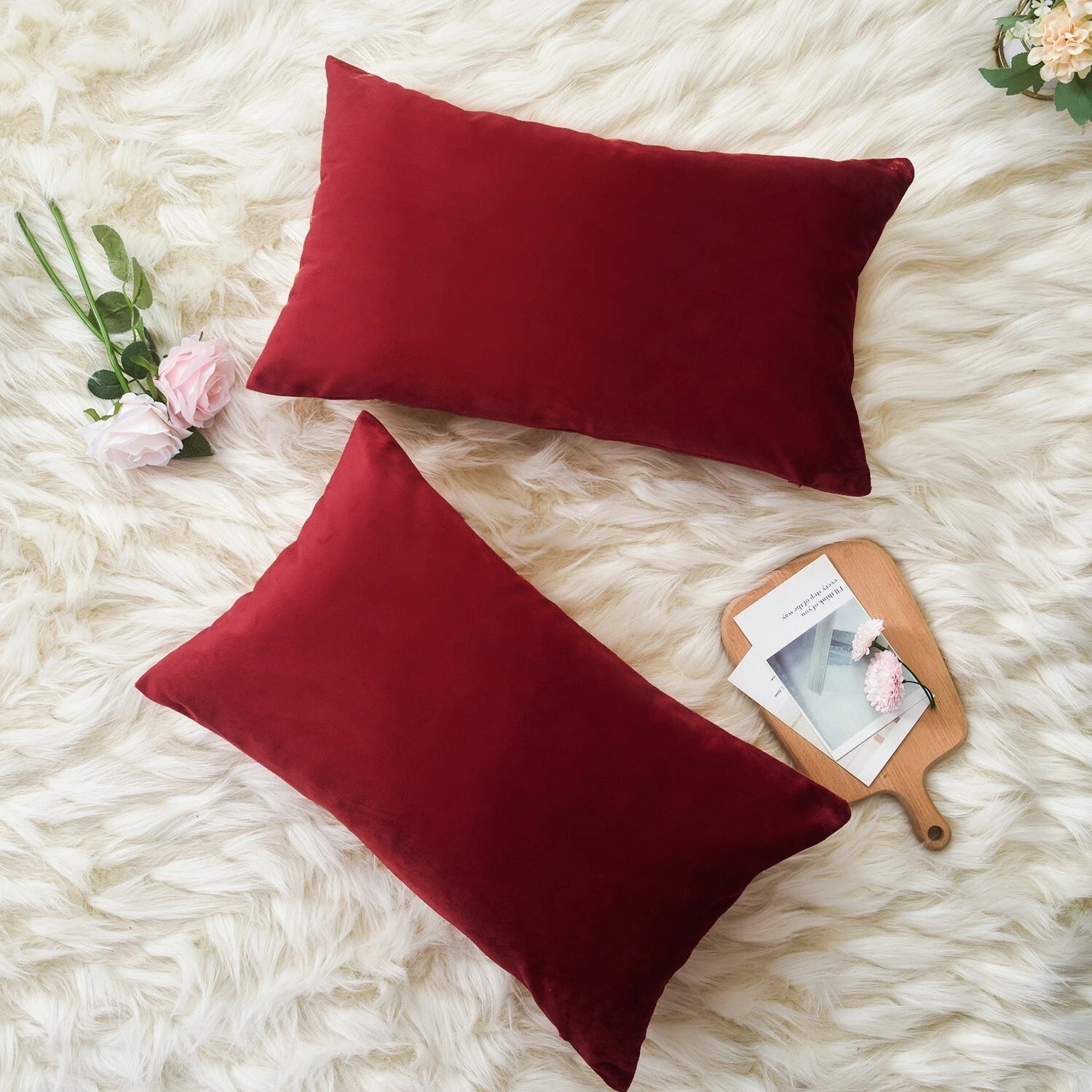 Plain Velvet Cushions Covers 30x51 cm Luxury Soft Velvet Sofa Bed Pillow Cases