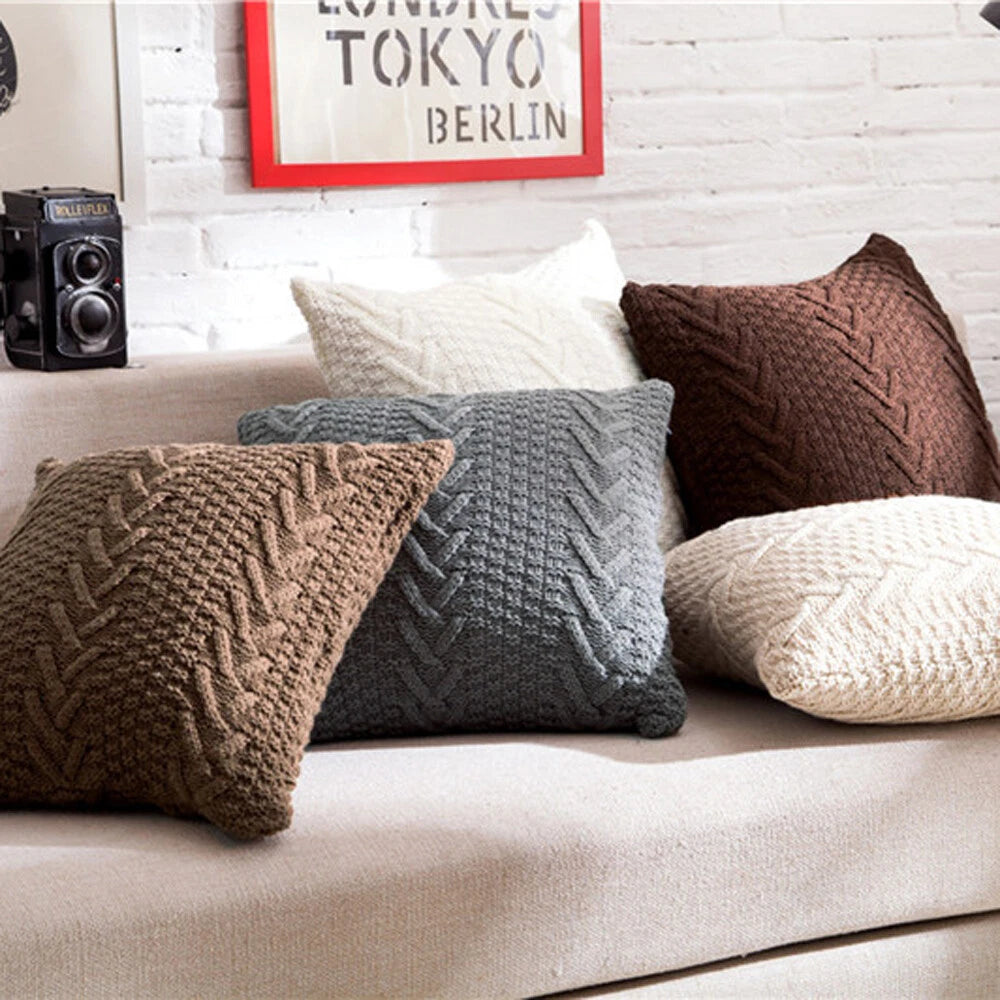 Knitted Cushion Cover Square Pillowcase Sofa Bed Home Decor Pillow Covers Throw