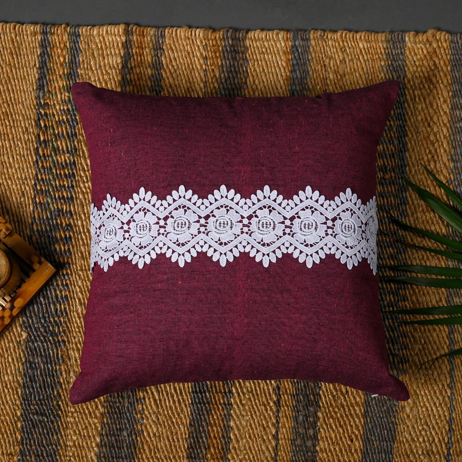 Home Decor Cushion Cover Sofa Decorative Throw Pillowcase Covers Solid with Lace