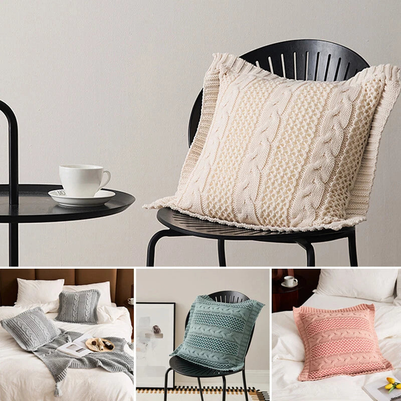 Square Knitted Pillowcase Sofa Bed Throw Waist Cushion Cover Office Pillow Case