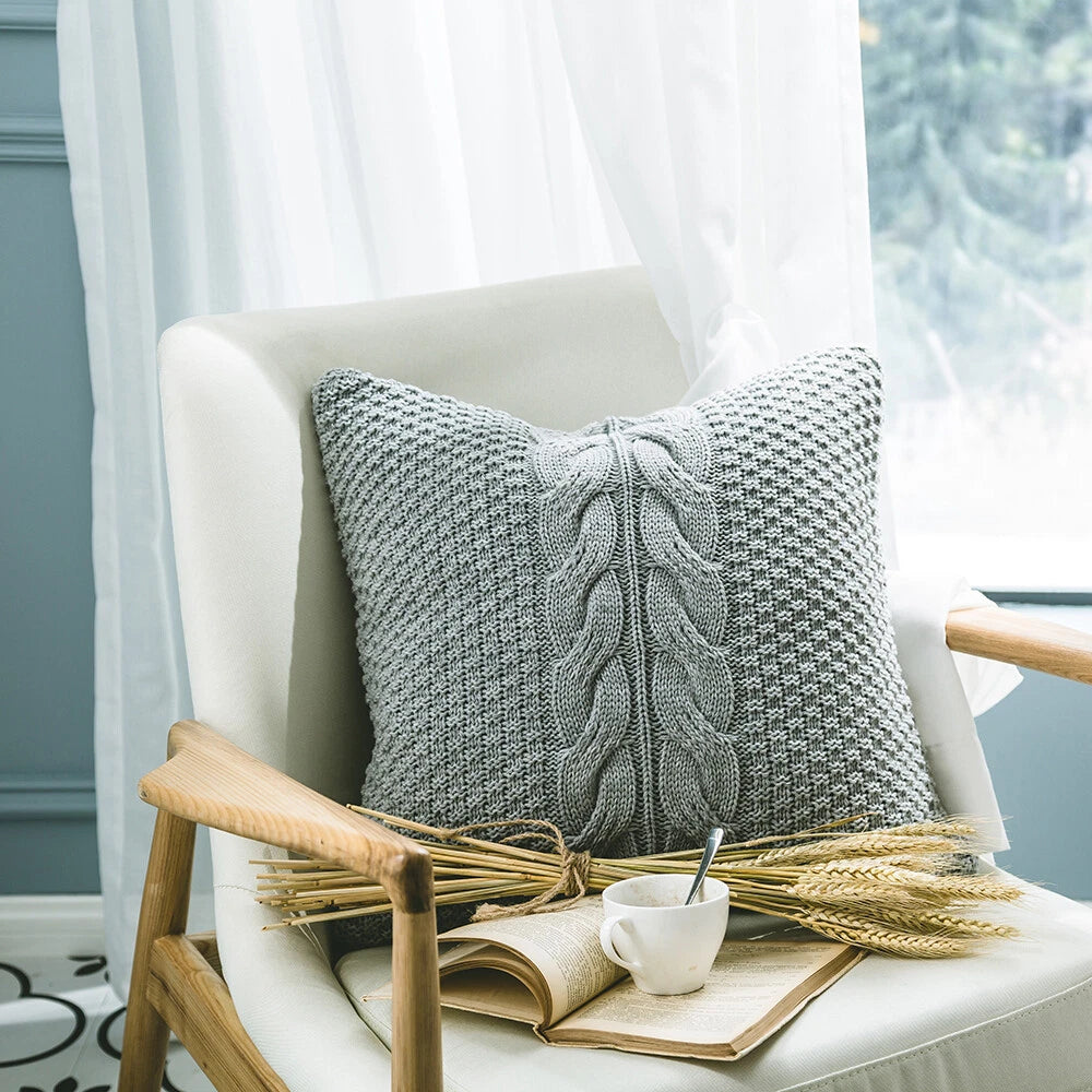Knitted Pillow Case Throw Waist Cushion Cover Home Office Sofa Bed Decor 45*45cm