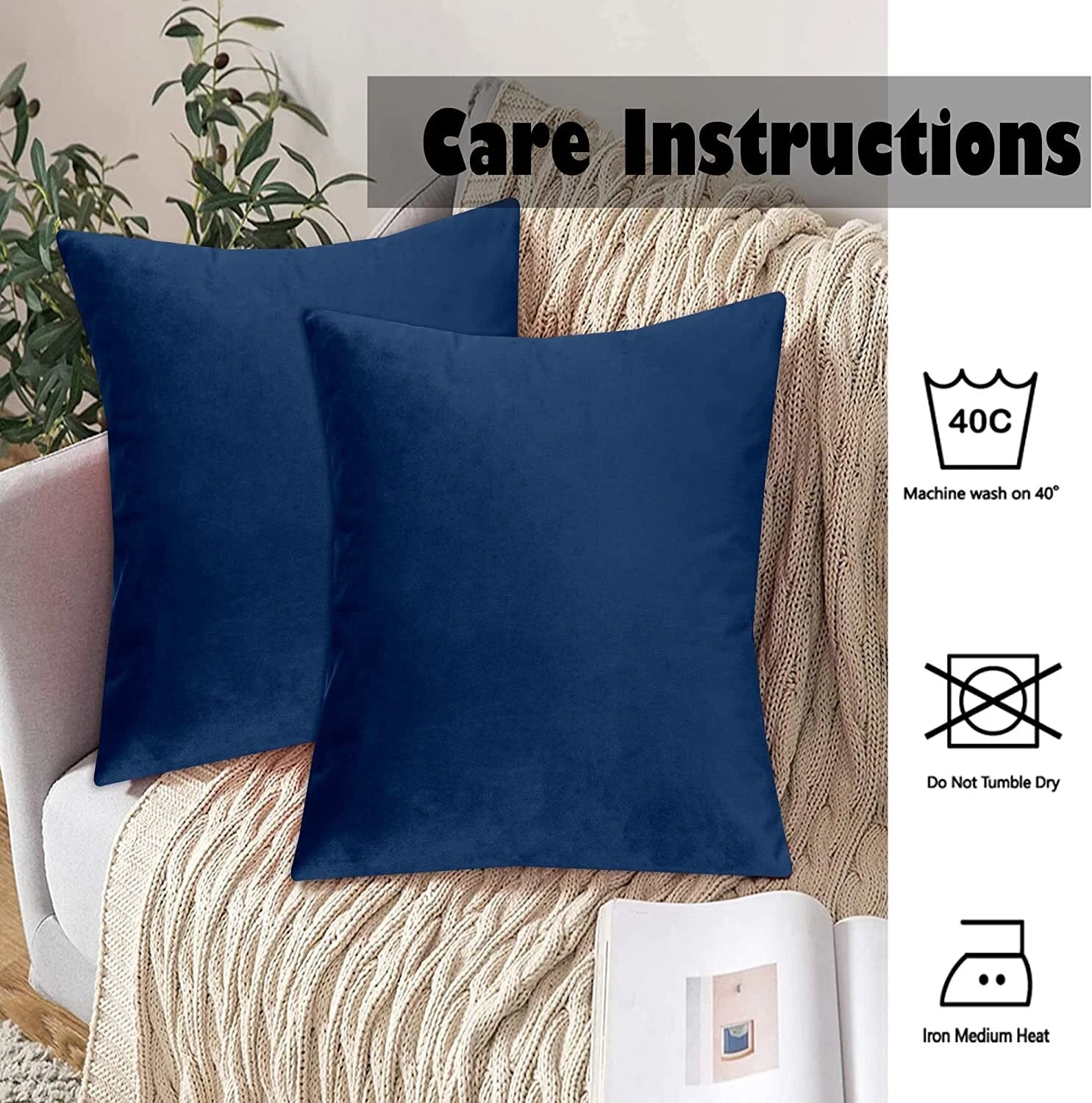 Crushed Cushion Covers or Velvet Cushions 18 x 18 Set of 2 Pair Bed Sofa Pillow