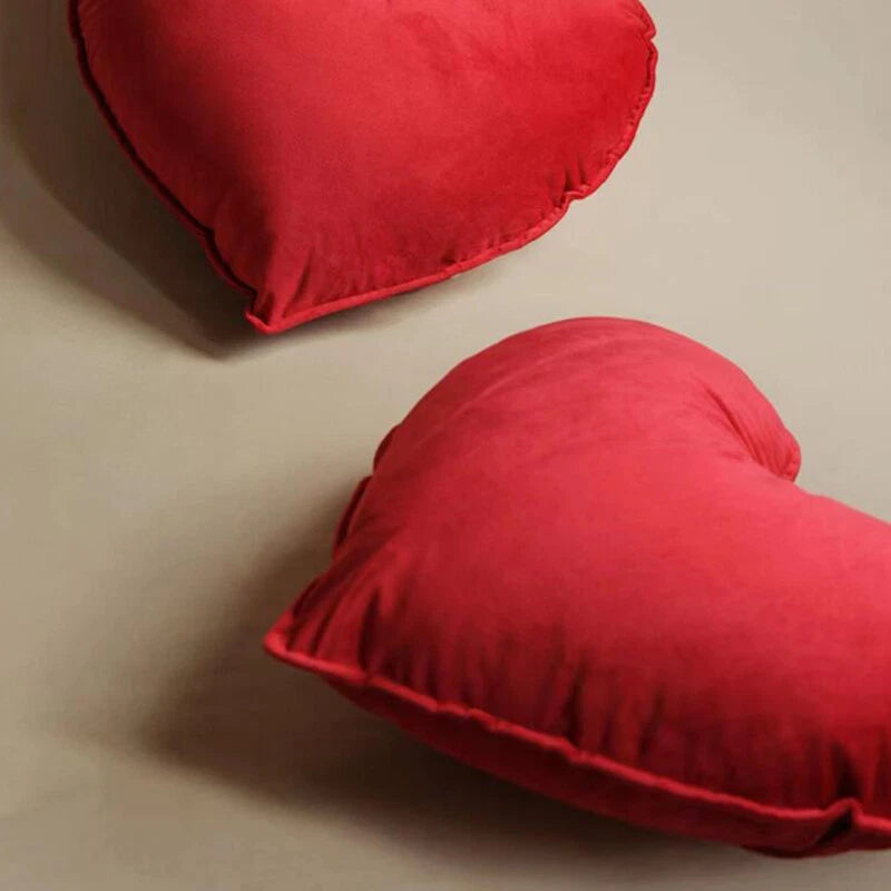 Heart Pillowcase Cushion Soft Velvet Pillow Sofa Chair Living Room Bed Decor