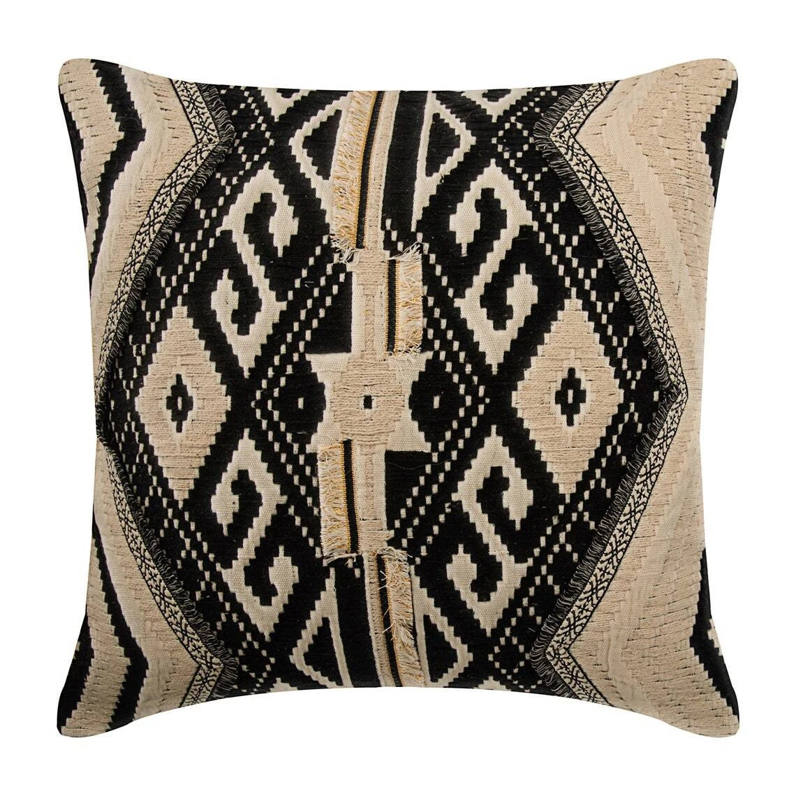 Decorative Sofa Cushion Case Black 16"x16", Bed Decor Cotton - Moroccan Lounge