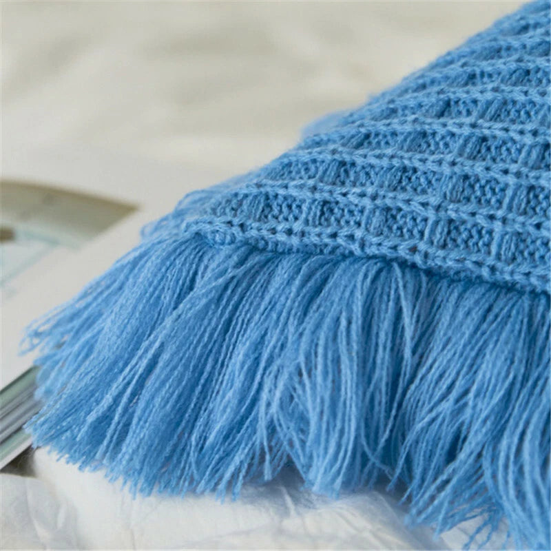 Tassel Cushion Cover Knitted Pillow Covers Pillowcase Sofa Throw Bed Home Decor
