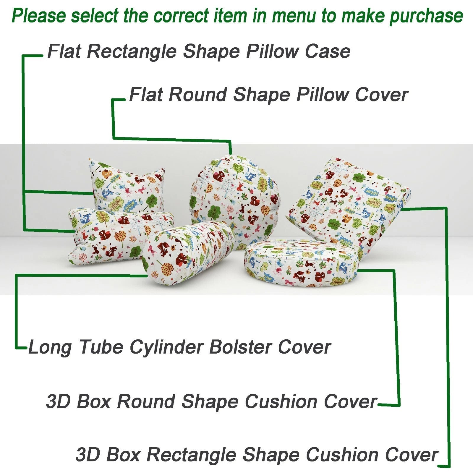 LL002 Kid Cartoon  Cotton Canvas Cushion Cover Bolster Pillow Case*TAILOR MADE*