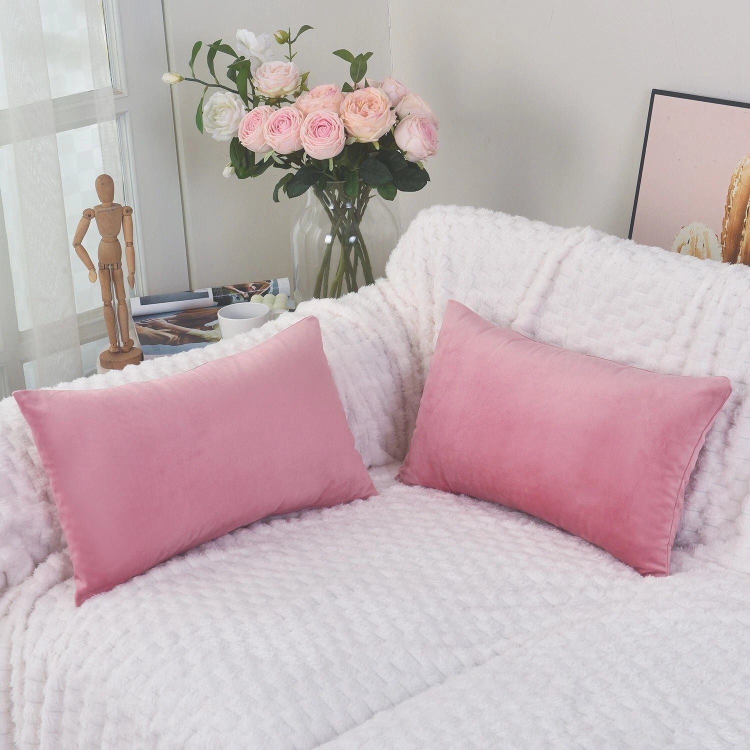 Plain Velvet Cushions Covers 30x51 cm Luxury Soft Velvet Sofa Bed Pillow Cases