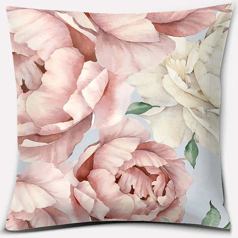Pink Flower Pattern Decorative Cushion Cover for Sofa Throw pillow