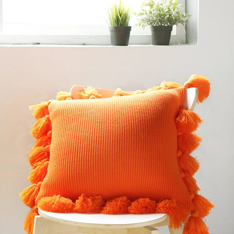 Knitted Pillowcase Sofa Bed Office Throw Waist Cushion Pillows Cover Solid Color