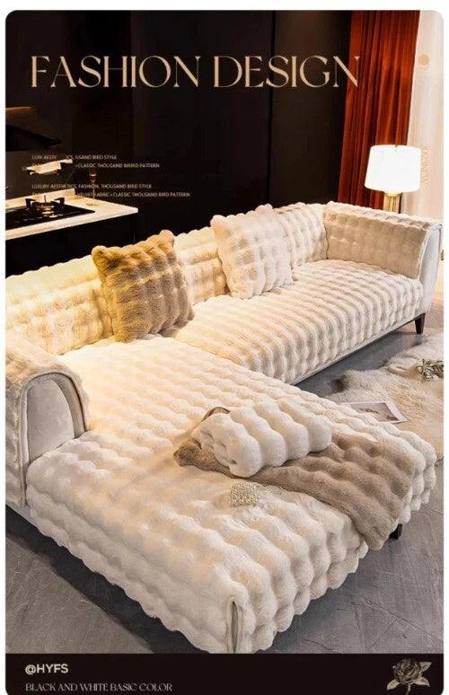 Rabbit Velvet Sofa Cover Three-Dimensional Warm Living Room Sofa Back Cushion