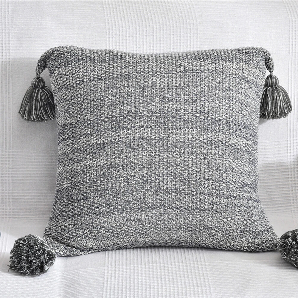 Square Knitted Pillow Case Throw Waist Sofa Bed Cushion Cover Buttons Home Decor