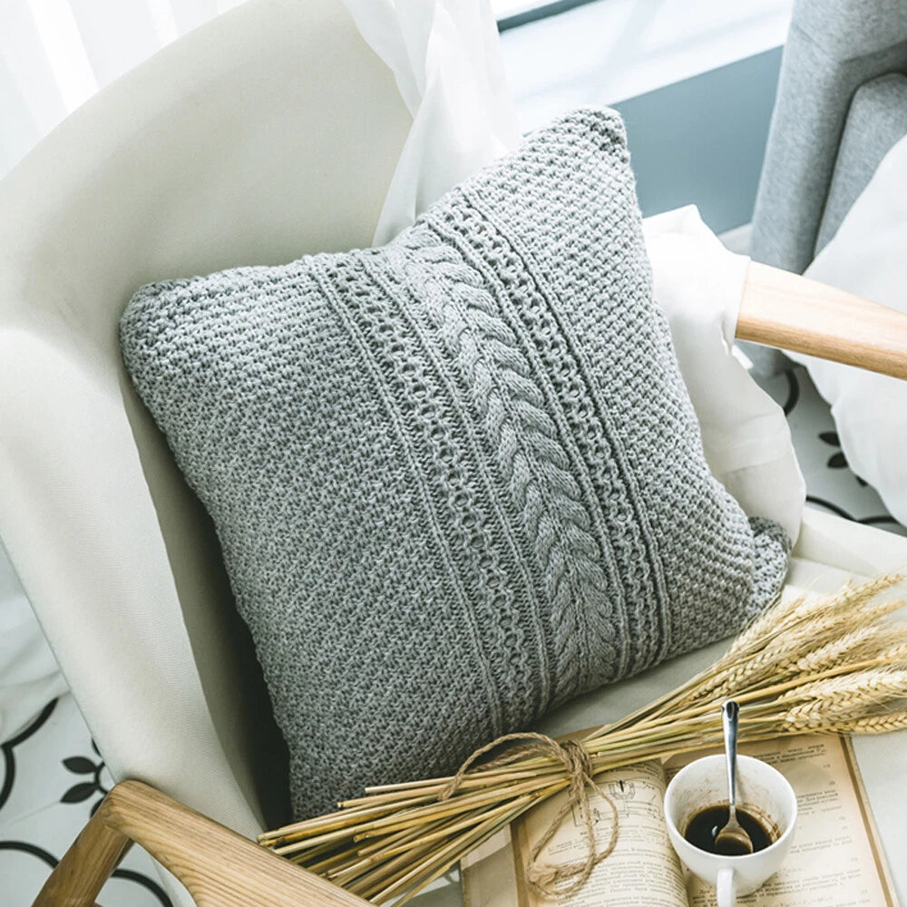 Knitted Pillow Case Throw Waist Cushion Cover Home Office Sofa Bed Decor 45*45cm