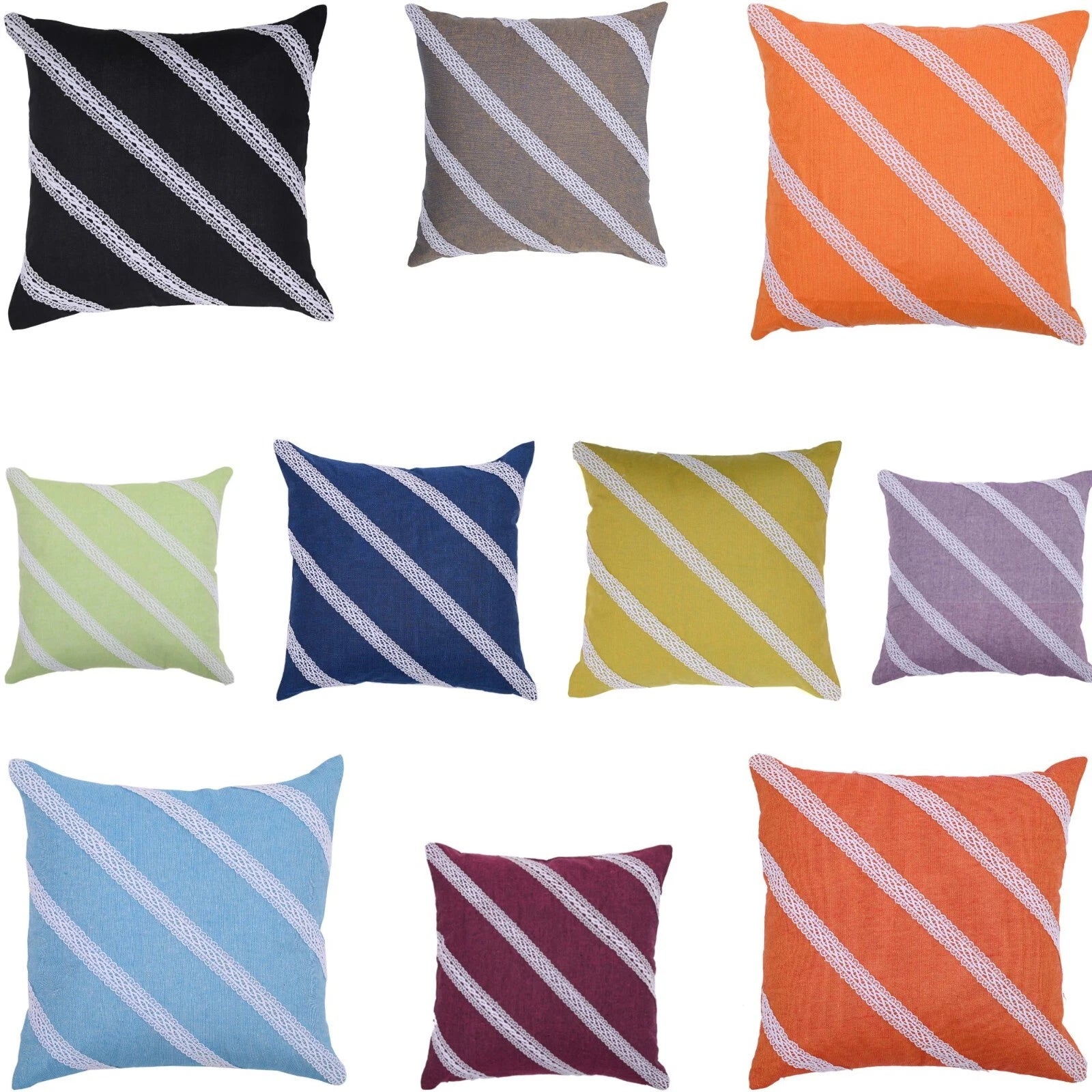 Decorative Cushion Cover Cotton Throw Pillow Case Home Sofa Decor Diagonal Lace