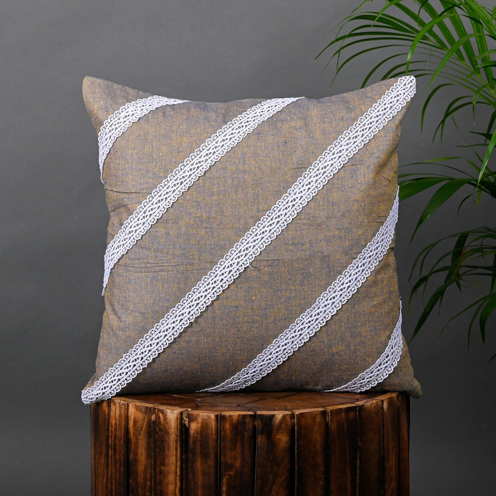 Home Decorative Cotton Cushion Cover Throw Pillowcase Sofa Decor Diagonal Lace
