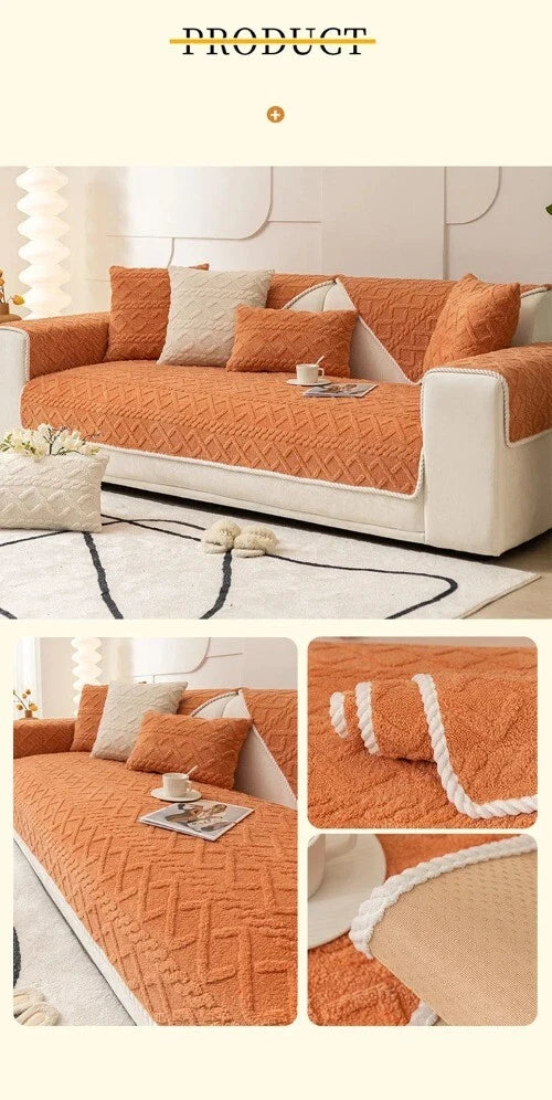 Sofa Protector Home Decor Fleece Sofa Cover Sofa Seat Slipcovers Plush Jacquard