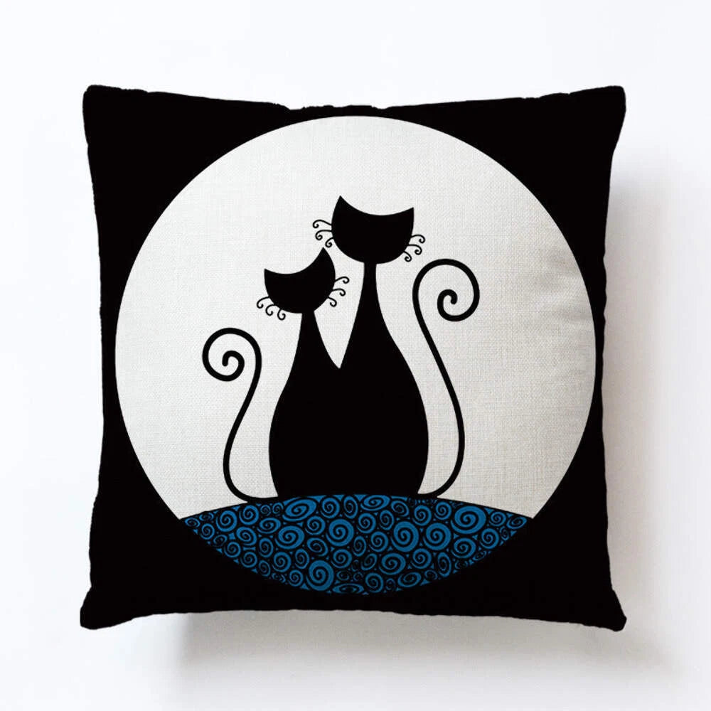 Cat Cushion Covers Linen Pillowcase Sofa Decoration 18x18 inch