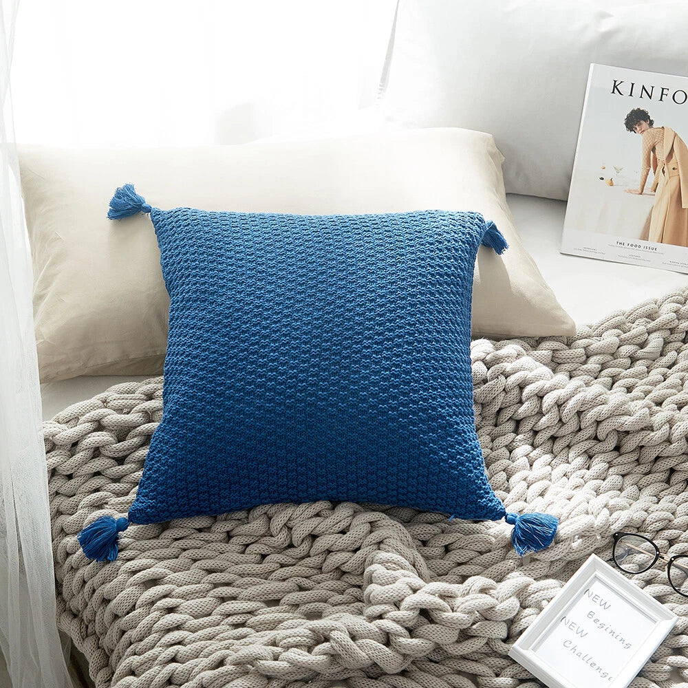 Tassel Cushion Cover Knitted Pillow Covers Pillowcase Sofa Throw Bed Home Decor
