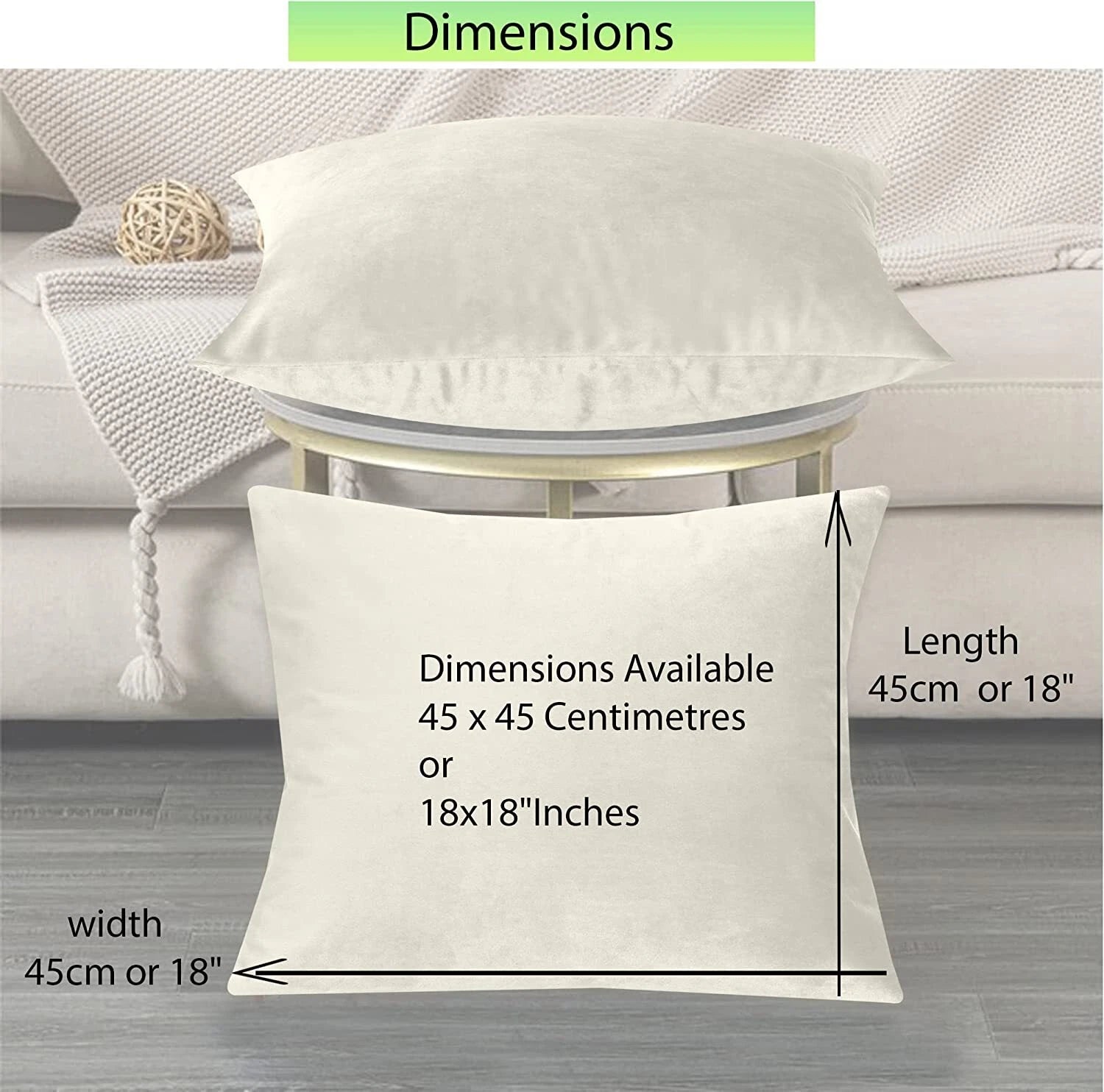 Crushed Cushion Covers or Velvet Cushions 18 x 18 Set of 2 Pair Bed Sofa Pillow