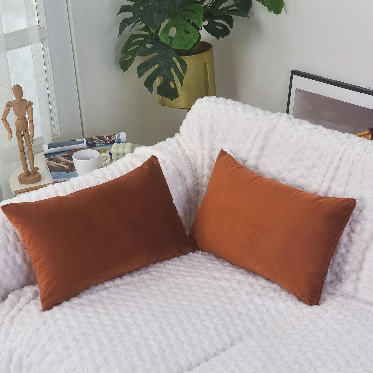 Plain Velvet Cushions Covers 30x51 cm Luxury Soft Velvet Sofa Bed Pillow Cases